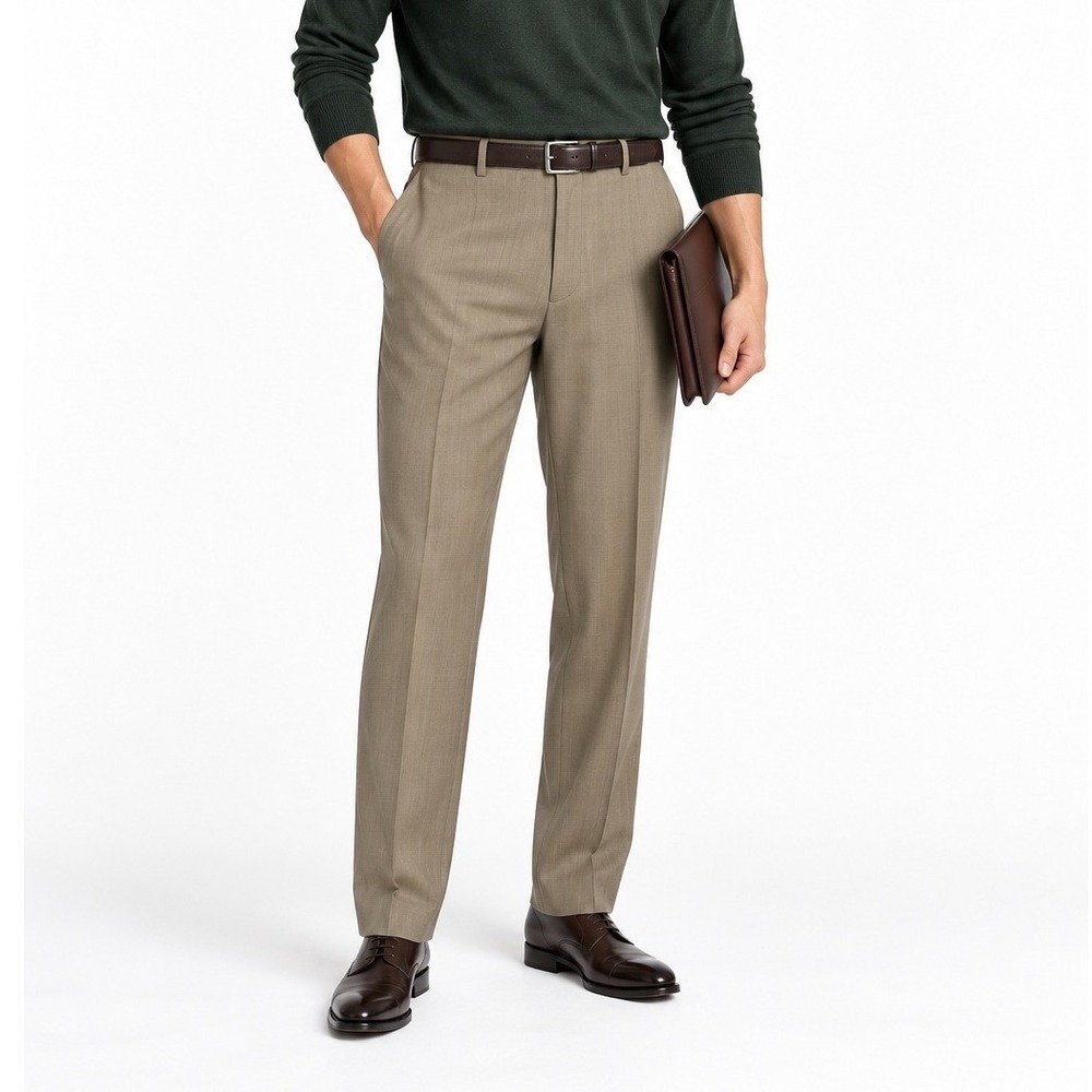Ballin Super 120s Wool Dress Pants 38 Tan Old Money Quiet Luxury Mens Tailored